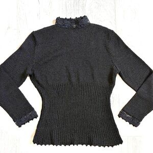 Elegant Black Lace High Neck Sweater